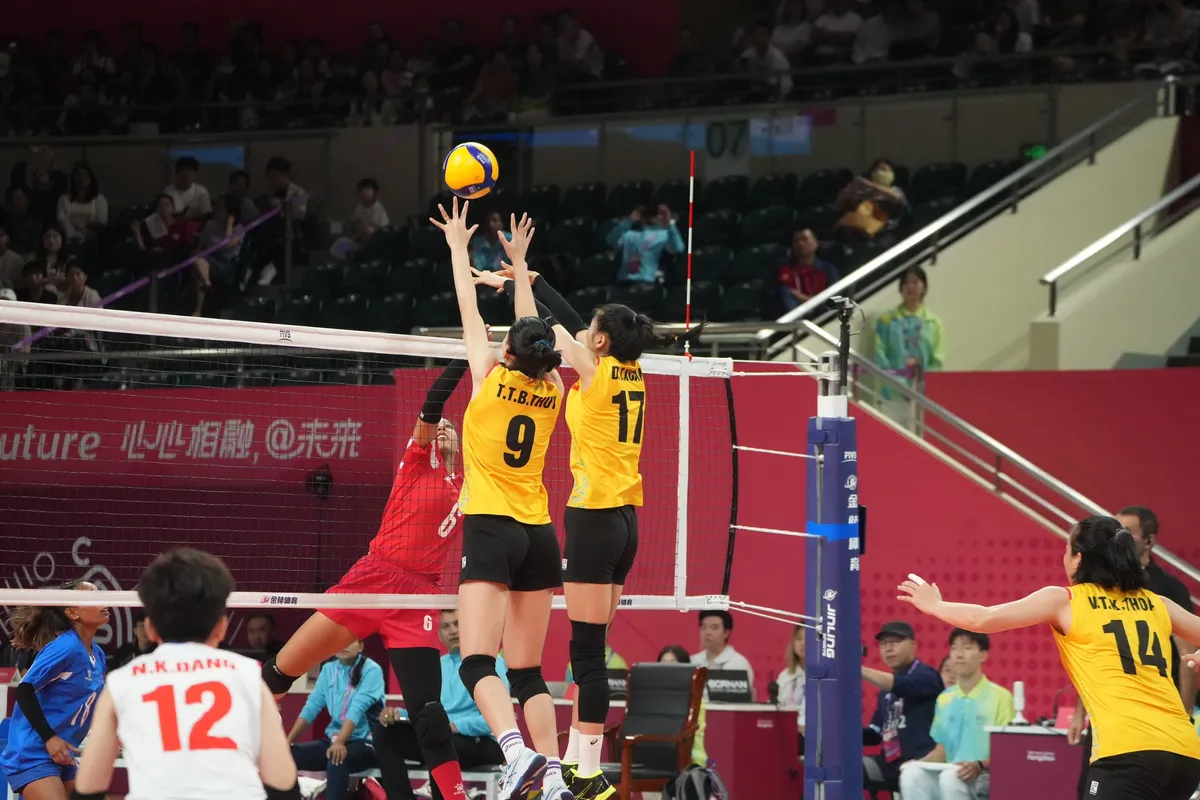 ĐT bóng chuyền nữ Việt Nam khởi đầu thuận lợi tại ASIAD 19 - Ảnh 1. ĐT bóng chuyền nữ Việt Nam khởi đầu thuận lợi tại ASIAD 19 - Ảnh 1.