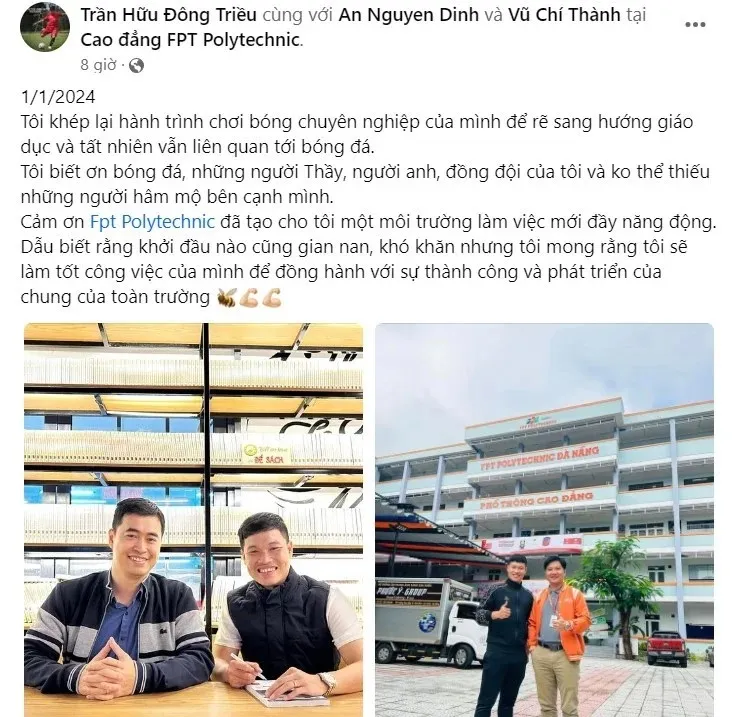 Cựu cầu thủ HAGL Trần Hữu Đông Triều chính thức giải nghệ - Ảnh 1. Cựu cầu thủ HAGL Trần Hữu Đông Triều chính thức giải nghệ - Ảnh 1.