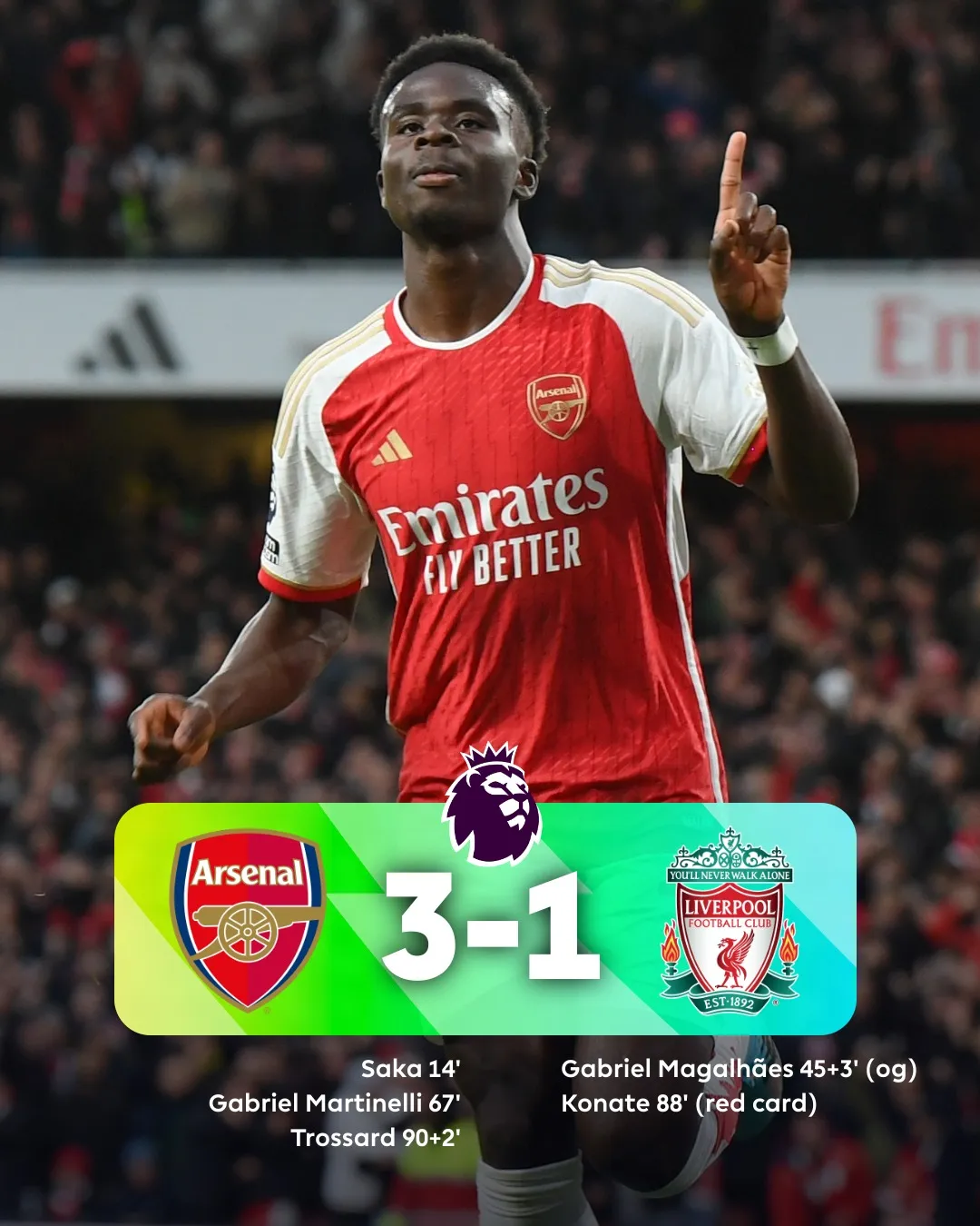 Arsenal đại thắng Liverpool, thầy trò Arteta trở lại cuộc đua vô địch - Ảnh 1.