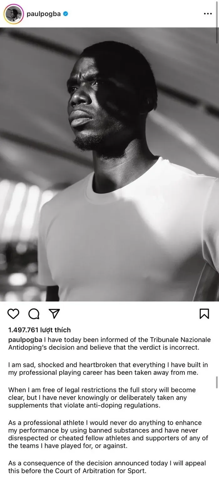 Nguy cơ bị Juventus hủy hợp đồng vì doping, Paul Pogba quyết kháng cáo - Ảnh 2. Nguy cơ bị Juventus hủy hợp đồng vì doping, Paul Pogba quyết kháng cáo - Ảnh 2.