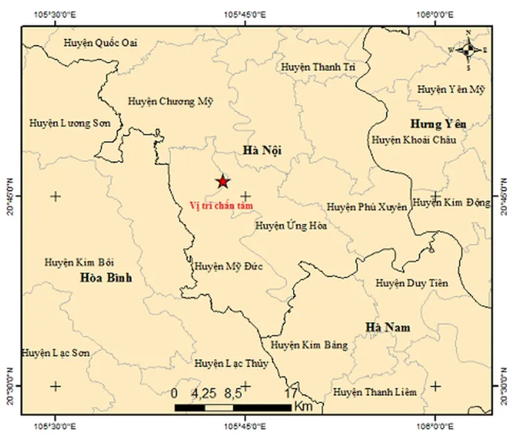 Động đất có độ lớn 4.0 ở Mỹ Đức, Hà Nội - Ảnh 1.
