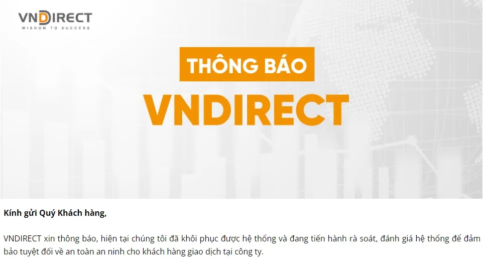 VNDirect đã khôi phục được hệ thống - Ảnh 1.