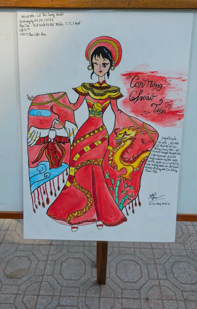 Học sinh Trường Trung học Cơ sở Chu Văn An- Th&agrave;nh phố Huế tham gia cuộc thi vẽ về &Aacute;o d&agrave;i truyền thống - Ảnh 5.
