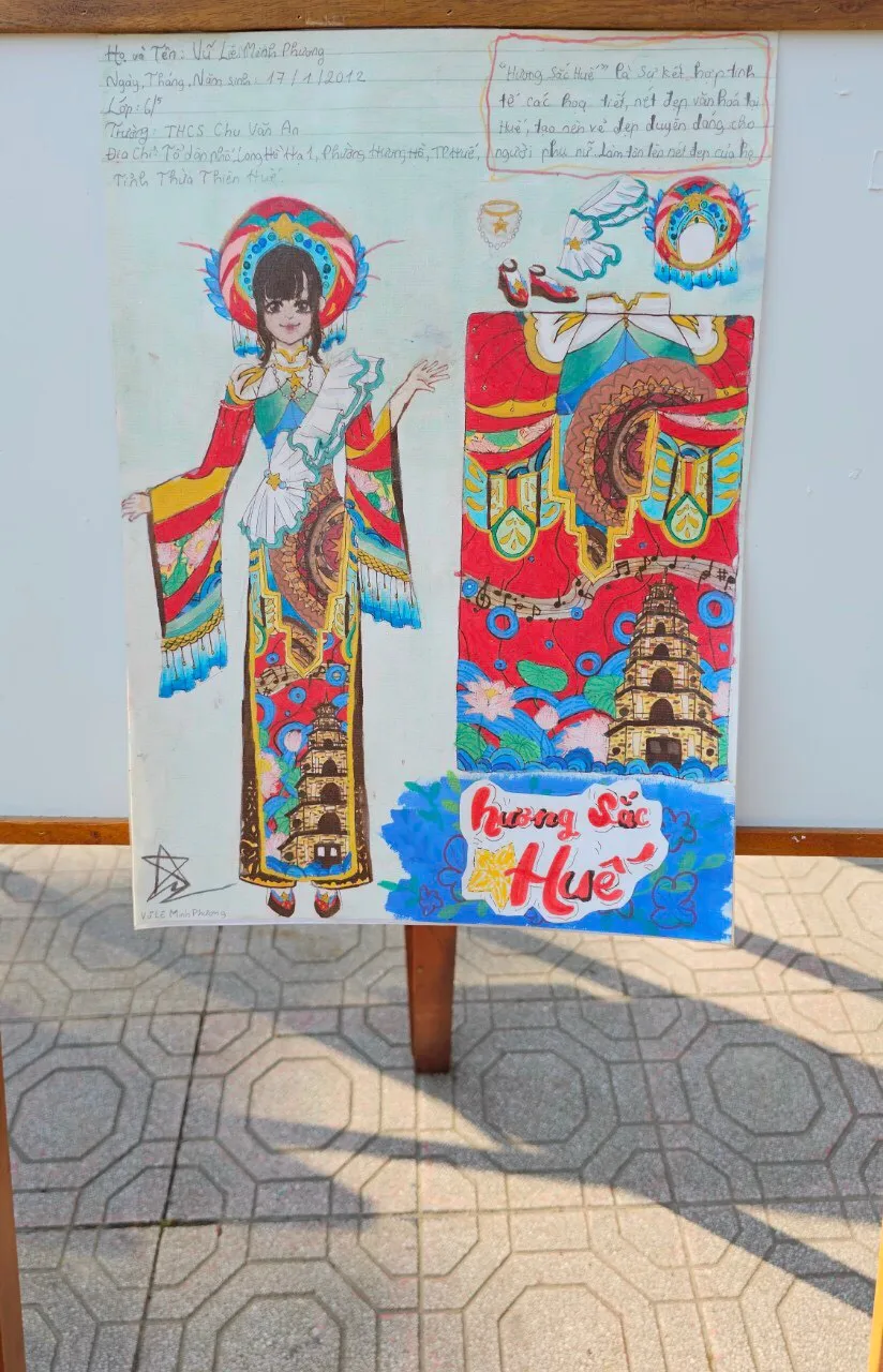 Học sinh Trường Trung học Cơ sở Chu Văn An- Th&agrave;nh phố Huế tham gia cuộc thi vẽ về &Aacute;o d&agrave;i truyền thống - Ảnh 9.