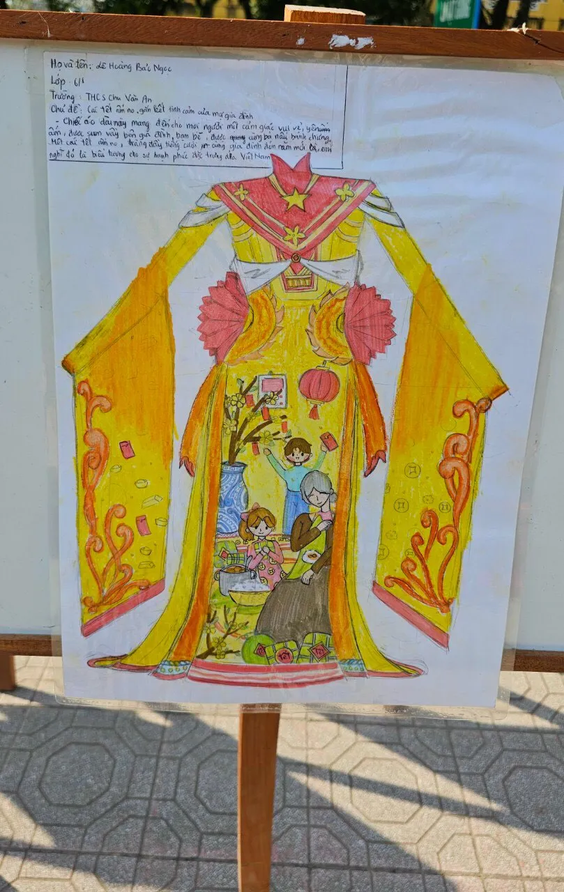Học sinh Trường Trung học Cơ sở Chu Văn An- Th&agrave;nh phố Huế tham gia cuộc thi vẽ về &Aacute;o d&agrave;i truyền thống - Ảnh 6.