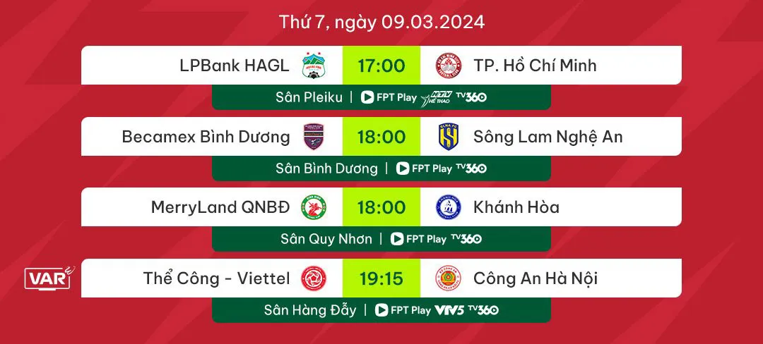 Lịch thi đấu và trực tiếp V.League hôm nay 9/3 | Tâm điểm Thể Công Viettel gặp CLB Công An Hà Nội - Ảnh 1. Lịch thi đấu và trực tiếp V.League hôm nay 9/3 | Tâm điểm Thể Công Viettel gặp CLB Công An Hà Nội - Ảnh 1.