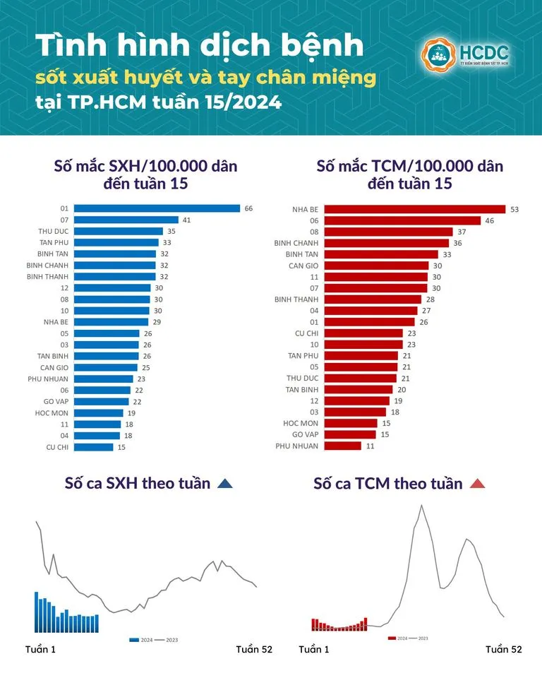 TP. Hồ Chí Minh: Ca mắc tay chân miệng, sốt xuất huyết đều tăng trong tuần qua - Ảnh 1. TP. Hồ Chí Minh: Ca mắc tay chân miệng, sốt xuất huyết đều tăng trong tuần qua - Ảnh 1.