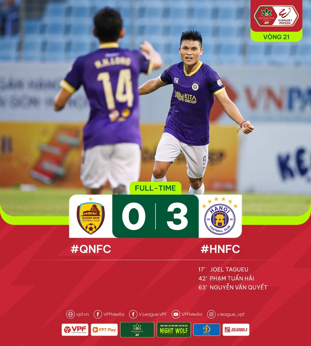 Vượt qua Quảng Nam, CLB Hà Nội có trận thắng thứ 3 liên tiếp | Vòng 21 V.League 2024   - Ảnh 3.