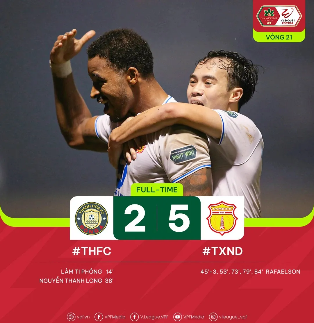 Rafaelson ghi 5 bàn giúp Nam Định ngược dòng ấn tượng - Ảnh 1.