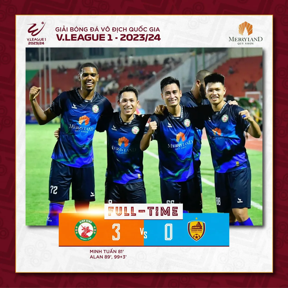 Vòng 22 V.League 2023/24 | Merryland Quy Nhơn Bình Định phả hơi nóng lên đội đầu bảng - Ảnh 1. Vòng 22 V.League 2023/24 | Merryland Quy Nhơn Bình Định phả hơi nóng lên đội đầu bảng - Ảnh 1.
