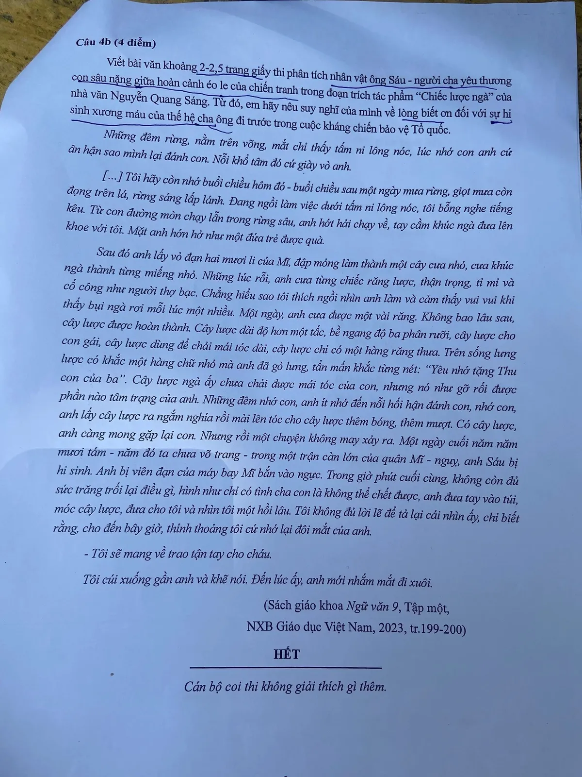 To&agrave;n bộ đề thi v&agrave;o lớp 10 m&ocirc;n ngữ văn trường THPH chuy&ecirc;n Khoa Học Tự Nhi&ecirc;n - Ảnh 3.