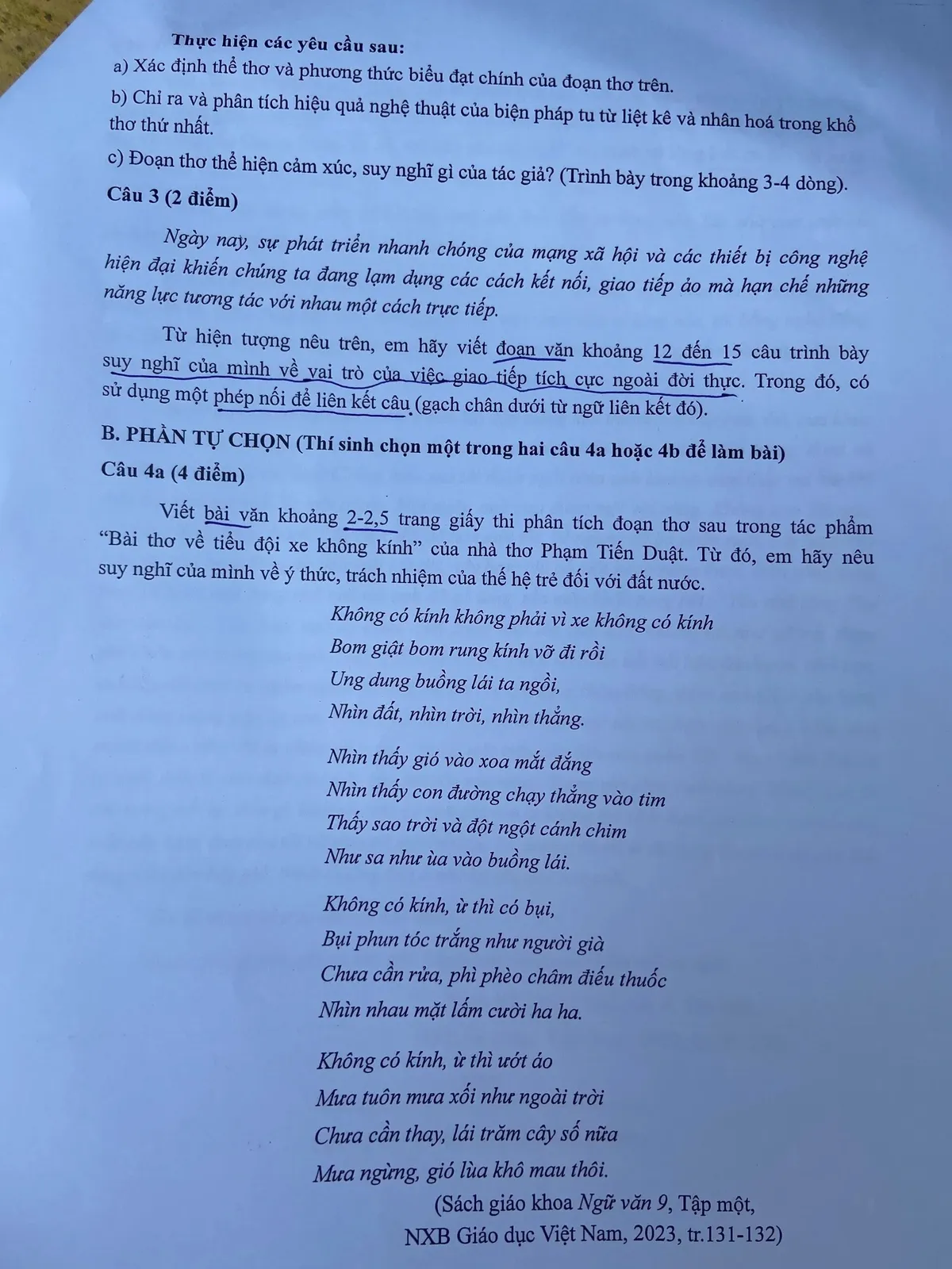 To&agrave;n bộ đề thi v&agrave;o lớp 10 m&ocirc;n ngữ văn trường THPH chuy&ecirc;n Khoa Học Tự Nhi&ecirc;n - Ảnh 2.