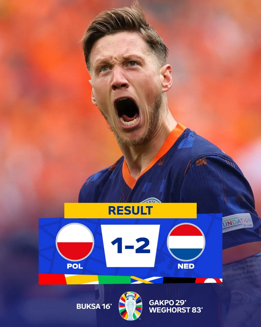EURO 2024 | Ba Lan 1-2 Hà Lan: Người hùng Wout Weghorst giúp Cơn lốc màu da cam ngược dòng - Ảnh 1.