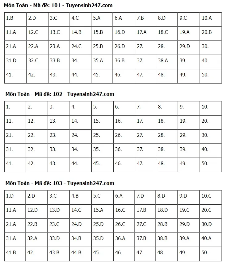 Gợi ý đáp án đề thi môn Toán Kỳ thi tốt nghiệp THPT 2024 - Ảnh 1.