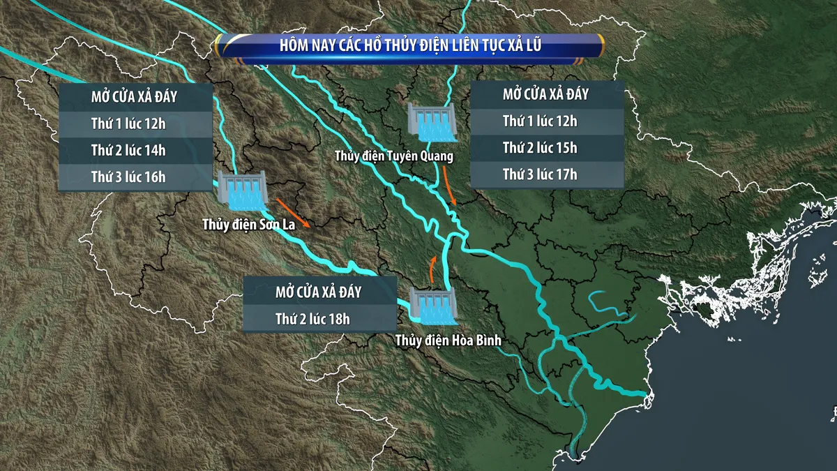 Hồ thủy điện Sơn La, Tuyên Quang mở tổng cộng 6 cửa xả trong chiều nay - Ảnh 3.