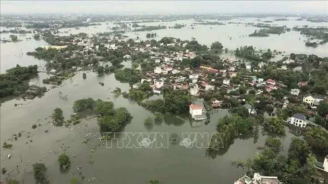 Mực nước sông Bùi giảm nhẹ, huyện Chương Mỹ giảm 1 thôn bị ngập - Ảnh 1.