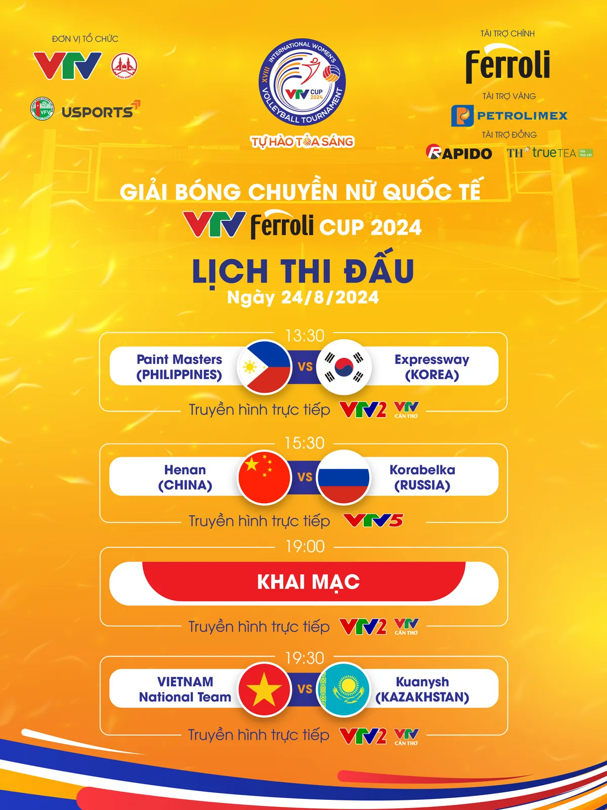 Lịch thi đấu và trực tiếp VTV Ferroli Cup 2024 trên VTV | Loạt trận vòng bảng - Ảnh 2. Lịch thi đấu và trực tiếp VTV Ferroli Cup 2024 trên VTV | Loạt trận vòng bảng - Ảnh 2.