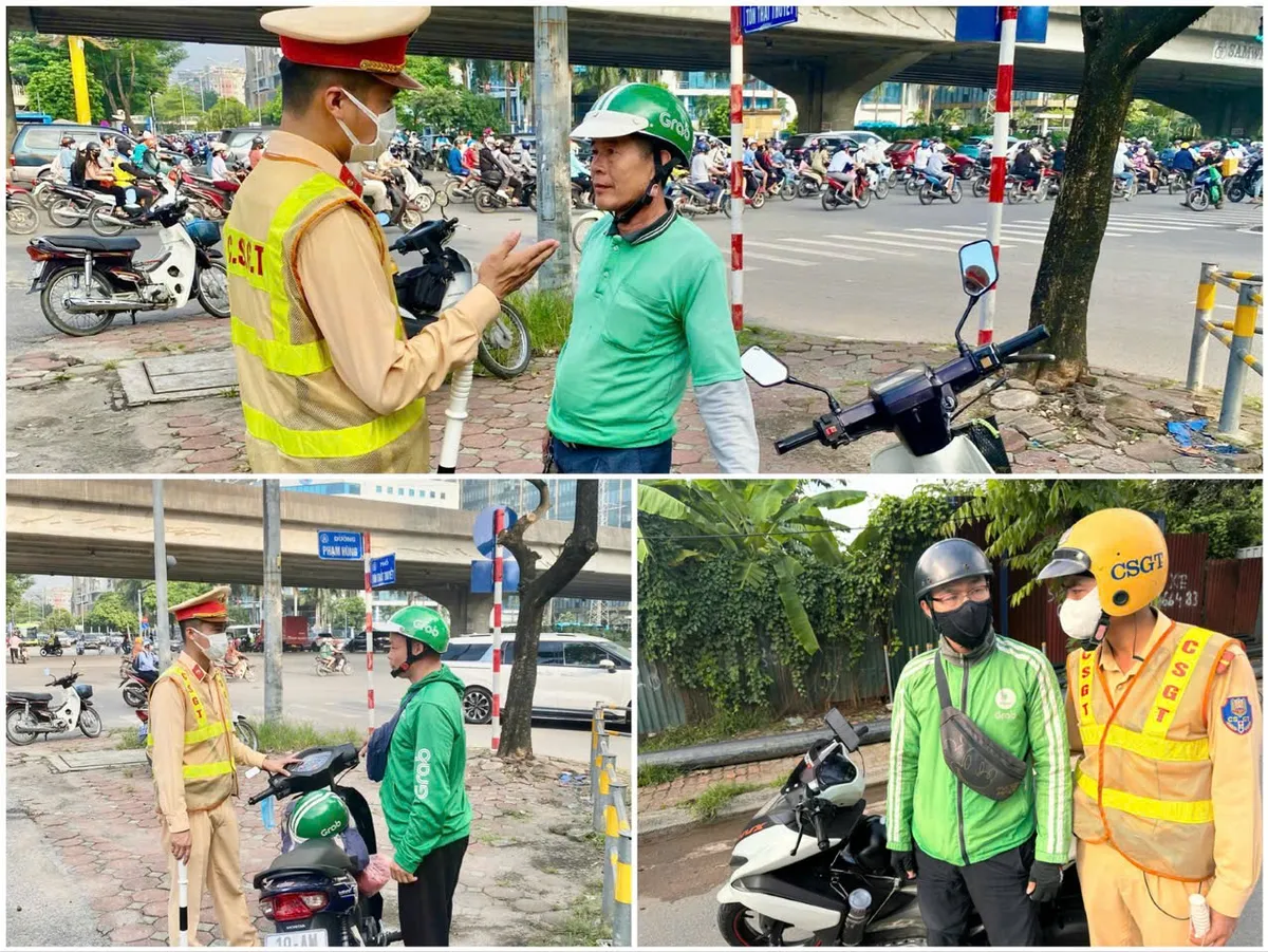 CSGT H&agrave; Nội xử l&yacute; nghi&ecirc;m xe &ocirc;m ch&egrave;o k&eacute;o kh&aacute;ch tr&ecirc;n V&agrave;nh đai 3 - Ảnh 3.