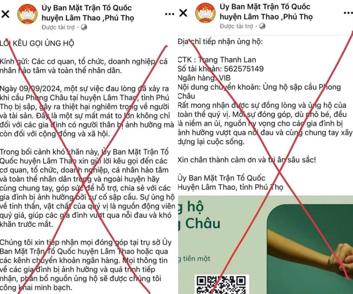 Cảnh báo fanpage giả mạo Ủy ban MTTQ huyện Lâm Thao để lừa đảo - Ảnh 1.