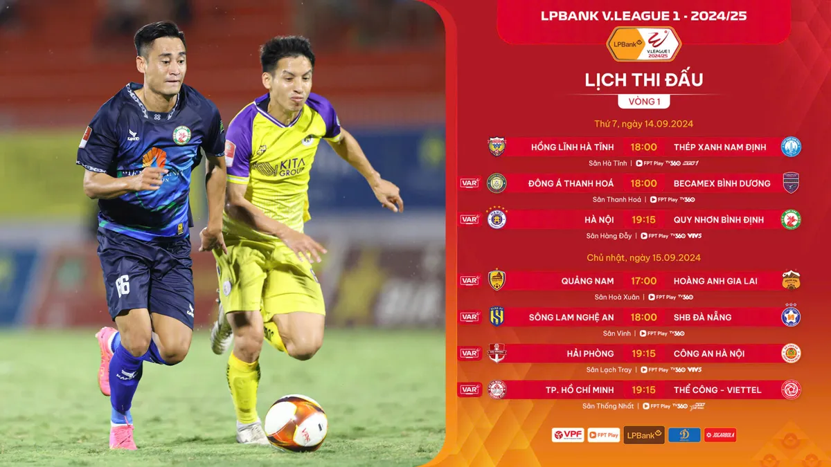 Lịch thi đấu v&agrave; trực tiếp v&ograve;ng 1 V.League 2024/ 2025: T&acirc;m điểm CLB H&agrave; Nội vs Quy Nhơn B&igrave;nh Định   - Ảnh 1.