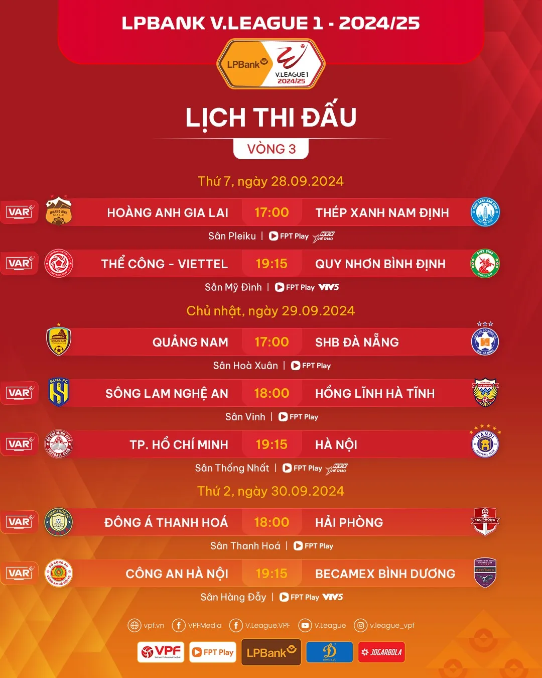 Lịch thi đấu v&agrave; trực tiếp v&ograve;ng 3 V.League 2024: T&acirc;m điểm Thể C&ocirc;ng Viettel vs Quy Nhơn B&igrave;nh Định, CAHN gặp B.B&igrave;nh Dương   - Ảnh 1.