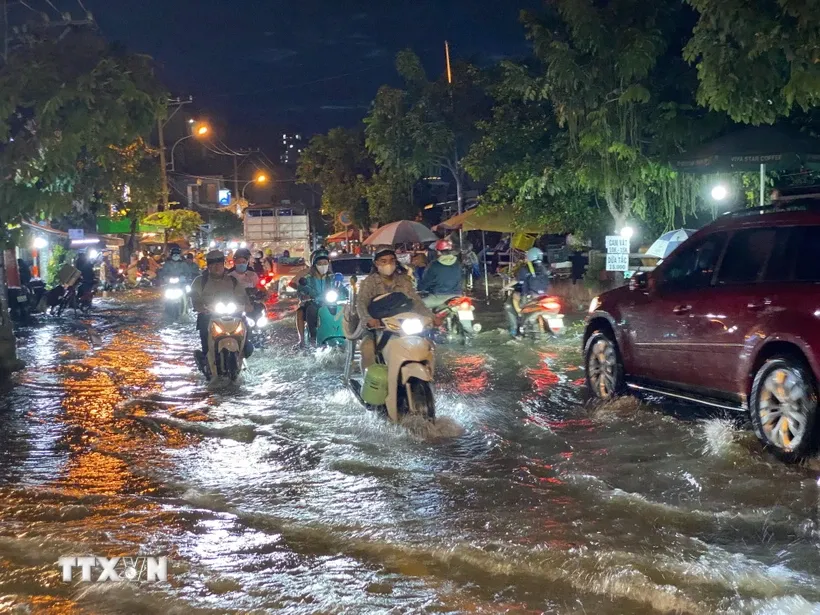 Thành phố Hồ Chí Minh đạt đỉnh triều cường, nhiều tuyến đường ngập nặng - Ảnh 1.