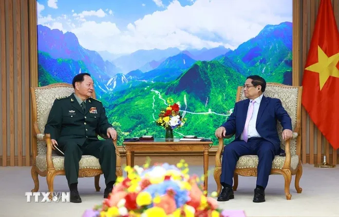 Thủ tướng Phạm Minh Ch&iacute;nh tiếp Ph&oacute; Chủ tịch Qu&acirc;n ủy Trung Quốc Trương Hựu Hiệp - Ảnh 1.