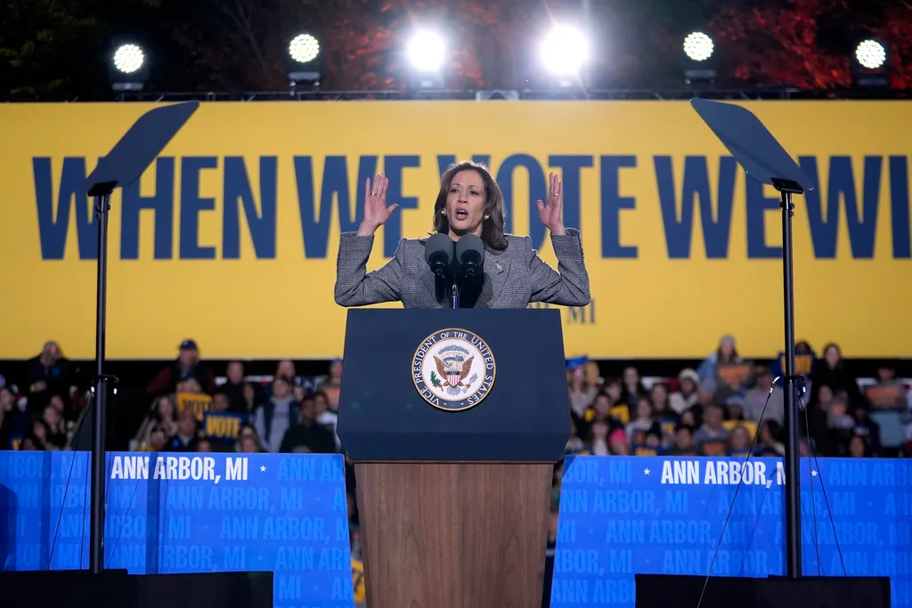 Phó Tổng thống Kamala Harris kêu gọi cử tri đưa nước Mỹ lật sang trang mới - Ảnh 1.