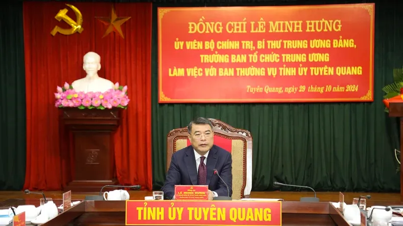 Trưởng Ban Tổ chức Trung ương Lê Minh Hưng làm việc với Ban Thường vụ Tỉnh ủy Tuyên Quang - Ảnh 2.