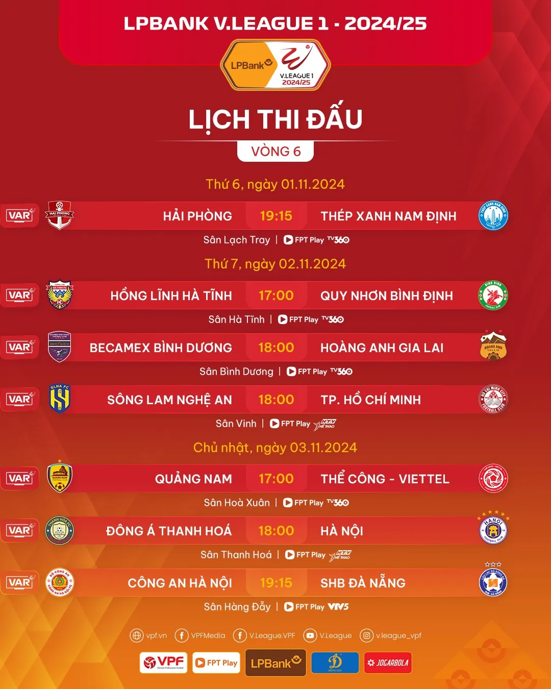Lịch thi đấu V.League h&ocirc;m nay 01/11 | Th&eacute;p Xanh Nam Định c&oacute; lấy lại vị thế nh&agrave; ĐKVĐ? - Ảnh 1.