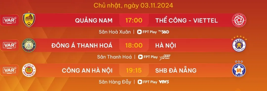 Lịch thi đấu V.League ng&agrave;y 3/11: Bất ngờ ở ng&ocirc;i đầu bảng xếp hạng? - Ảnh 1.
