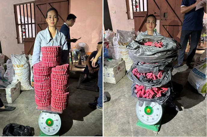 Khám nhà hot girl Hải Phòng, thu giữ hơn 200 kg pháo nổ - Ảnh 2.