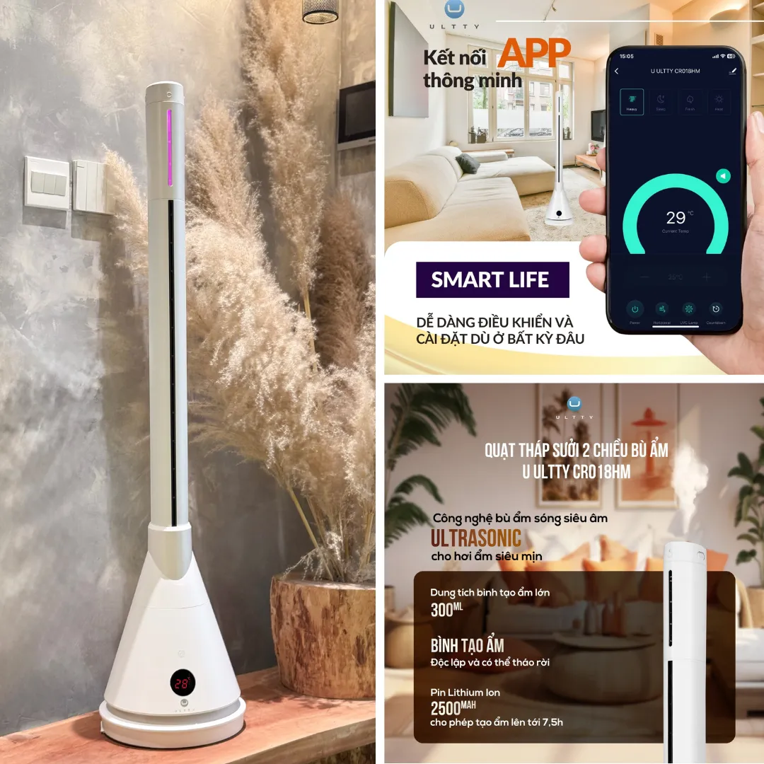 Quạt th&aacute;p sưởi 2 chiều b&ugrave; ẩm ULTTY CR018HM - Sản phẩm đột ph&aacute; mới của ULTTY tại Việt Nam - Ảnh 4.