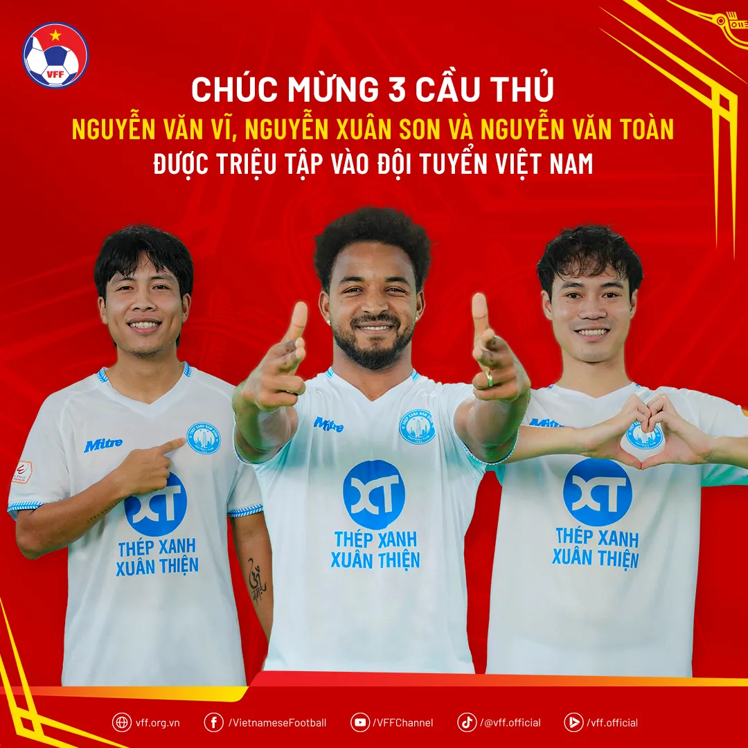 HLV Kim Sang Sik triệu tập bổ sung 3 cầu thủ của CLB Nam Định vào ĐT Việt Nam: Có Nguyễn Xuân Son - Ảnh 1. HLV Kim Sang Sik triệu tập bổ sung 3 cầu thủ của CLB Nam Định vào ĐT Việt Nam: Có Nguyễn Xuân Son - Ảnh 1.