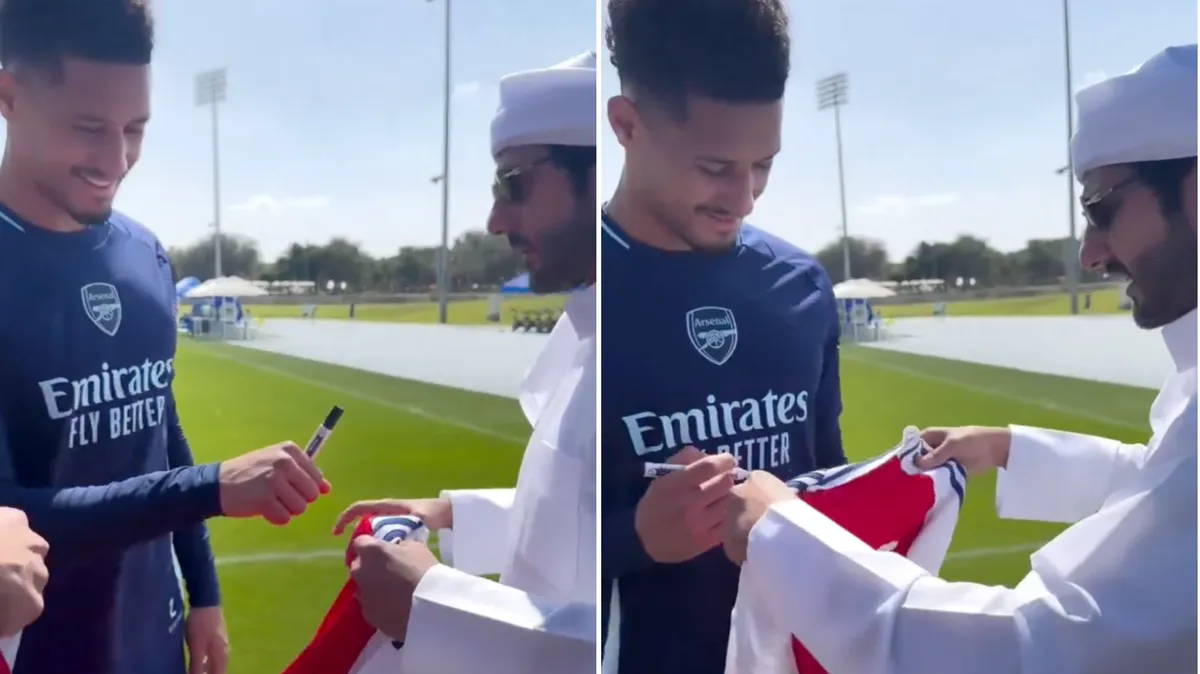 William Saliba phản ứng ra sao khi CĐV Arsenal cầu xin anh không gia nhập Real Madrid? - Ảnh 1.