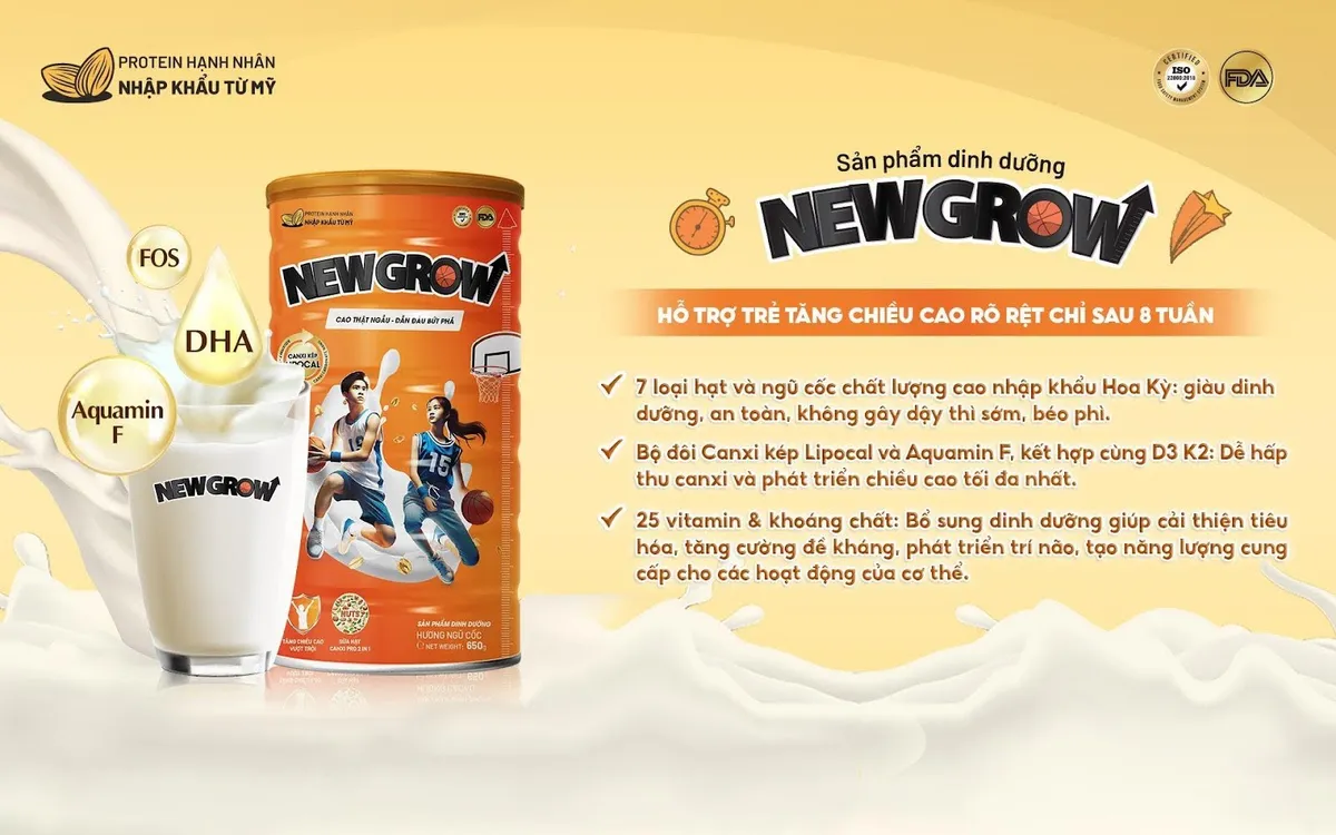 Ra mắt NewGrow - Sữa hạt chuy&ecirc;n biệt gi&uacute;p trẻ tăng chiều cao vượt trội sau 8 tuần - Ảnh 1.