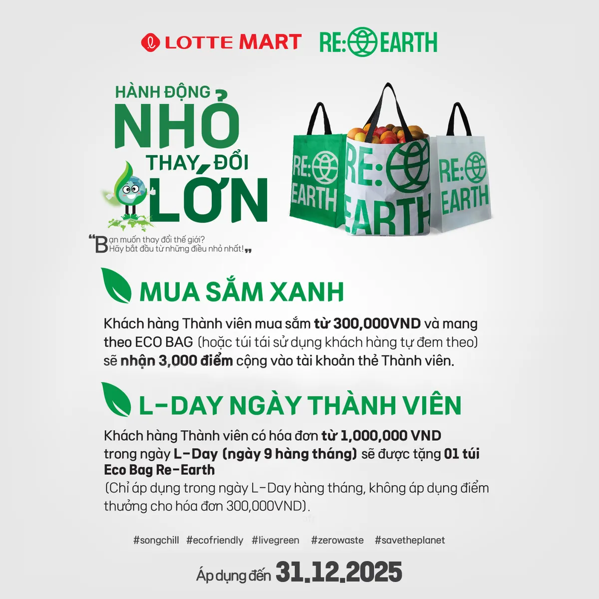 LOTTE Mart khuyến khích khách hàng giảm thiểu túi nilon - Ảnh 1.