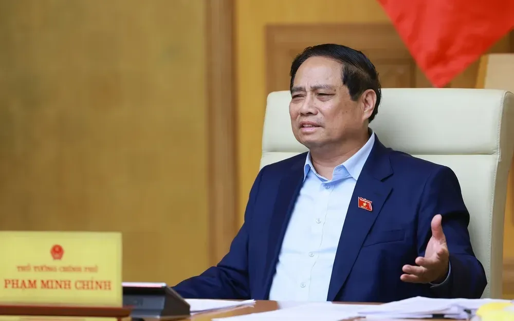 Thủ tướng Phạm Minh Chính chủ trì họp triển khai Triển lãm thành tựu của đất nước nhân dịp kỷ niệm 80 năm Quốc khánh. Ảnh: Dương Giang-TTXVN