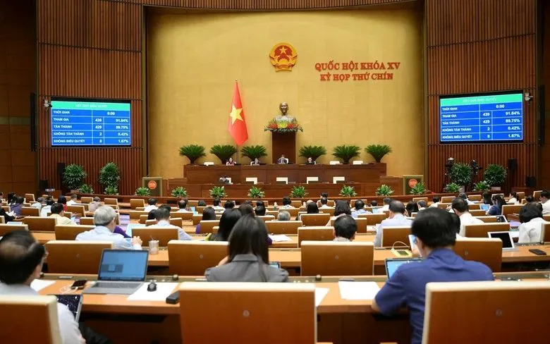 Quốc hội biểu quyết thông qua Luật sửa đổi, bổ sung một số điều của Bộ luật Hình sự. Ảnh: VGP