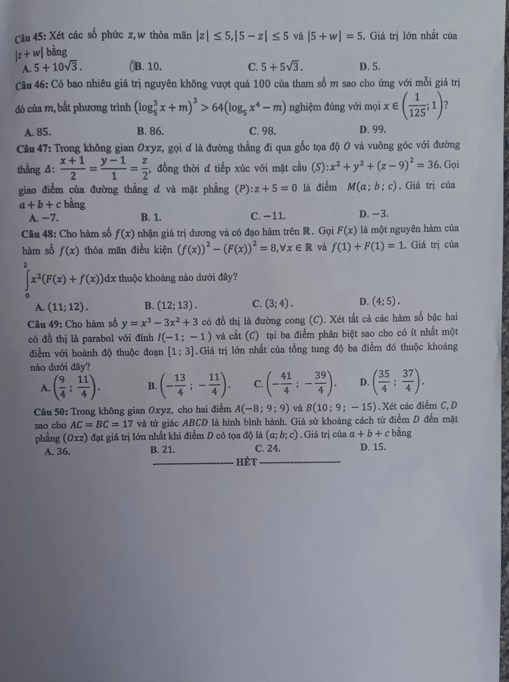 Đề thi Toán tốt nghiệp THPT 2025 - Ảnh 9.