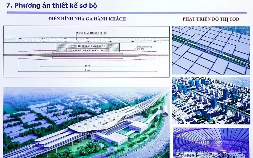 Phương án thiết kế sơ bộ Dự án đường sắt tốc độ cao trên trục Bắc - Nam. (Ảnh: TTXVN)
