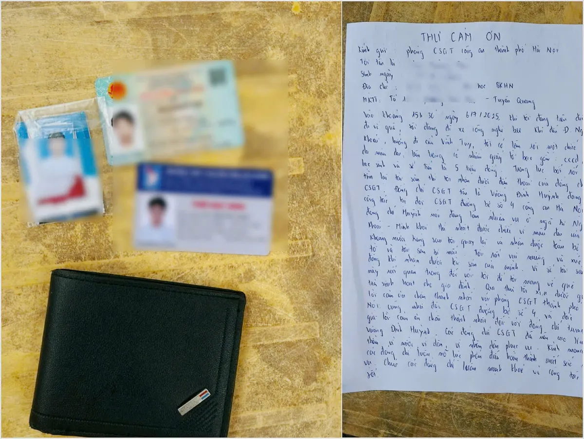 Nhặt được ví có 5 triệu đồng, CSGT Hà Nội tìm và trao lại cho nam sinh viên - Ảnh 1. Nhặt được ví có 5 triệu đồng, CSGT Hà Nội tìm và trao lại cho nam sinh viên - Ảnh 1.