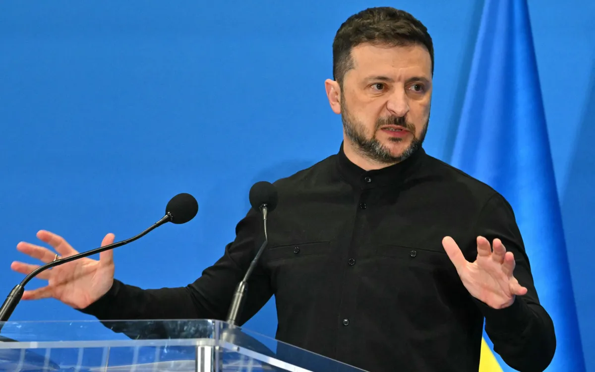 Tổng thống Ukraine Zelensky phát biểu trong một buổi họp báo tại Rome (Italy), ngày 10/7/2025 (Ảnh: AFP)