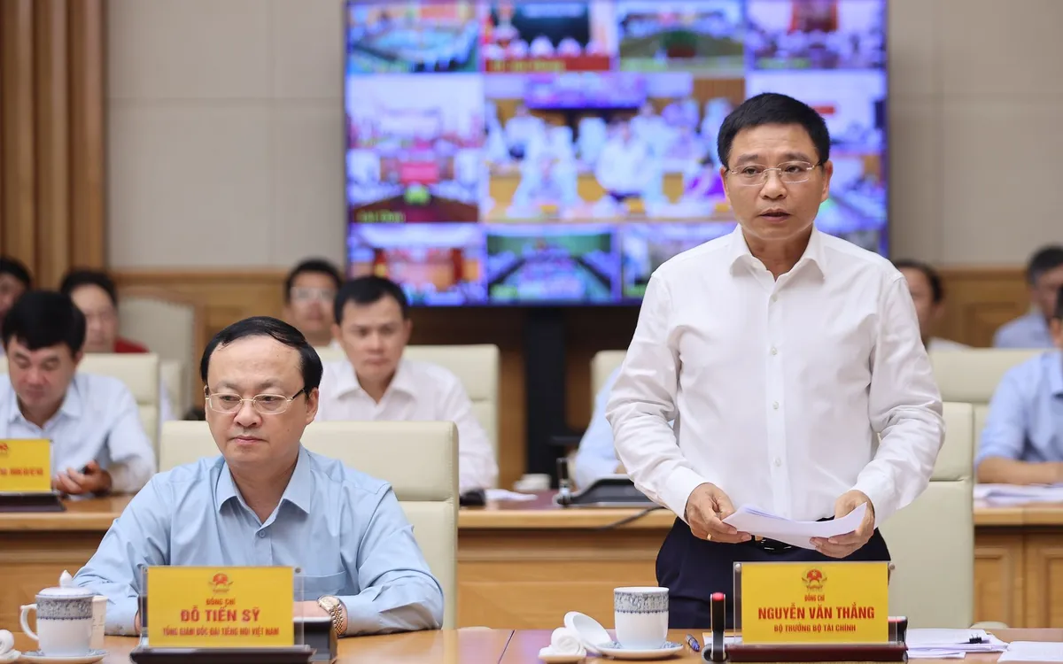 Bộ trưởng Bộ Tài chính Nguyễn Văn Thắng phát biểu tại hội nghị - Ảnh: VGP/Nhật Bắc Bộ trưởng Bộ Tài chính Nguyễn Văn Thắng phát biểu tại hội nghị - Ảnh: VGP/Nhật Bắc