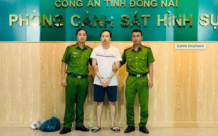 Đối tượng Trần Thanh Hải tại cơ quan điều tra. (Ảnh: Công an tỉnh Đồng Nai)