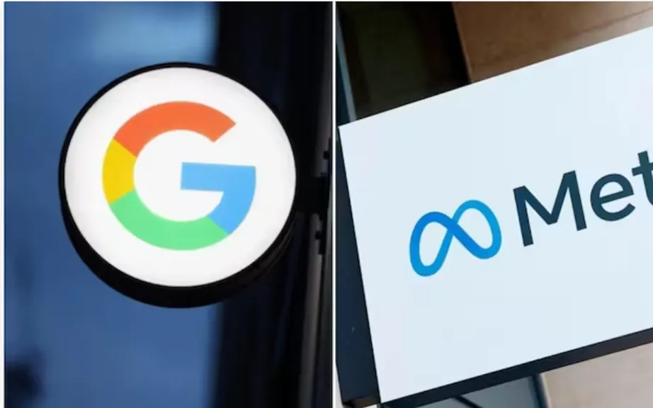 Biểu tượng của Google và Meta. (Ảnh: AFP)