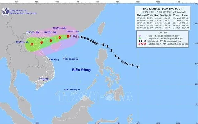 Hướng di chuyển của bão số 3 lúc 16h ngày 20/7. Hướng di chuyển của bão số 3 lúc 16h ngày 20/7.
