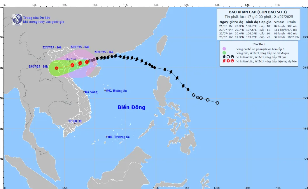 Bão số 3 giật cấp 12, cách Quảng Ninh 100 km, Hải Phòng 220 km - Ảnh 1.
