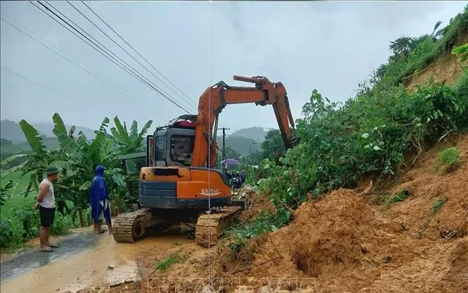 Một điểm sạt lở tại xã Vạn Xuân, tỉnh Thanh Hóa, ngày 23/7/2025. Ảnh: TTXVN 