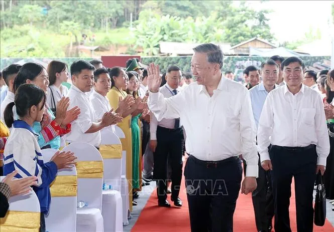 Tổng Bí Thư Tô Lâm dự Lễ khởi công Trường liên cấp Tiểu học, THCS xã Si Pa Phìn, tỉnh Điện Biên - Ảnh 1.
